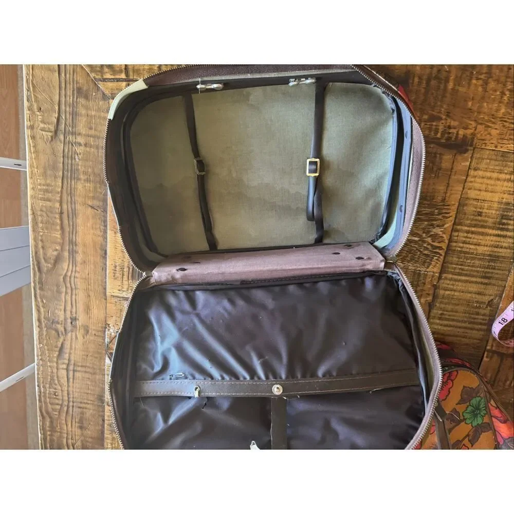 Hinomoto 60s vintage 2pc luggage set flower power vibrant hippie red copper flor